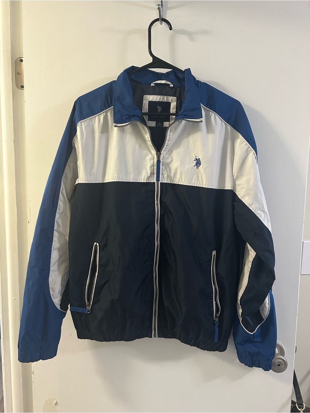 U.S. Polo Assn. Navy, Royal Blue & White Colorblock Windbreaker
